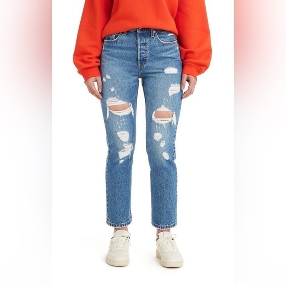Levi's 501 Crop - Dark Indigo Destructed